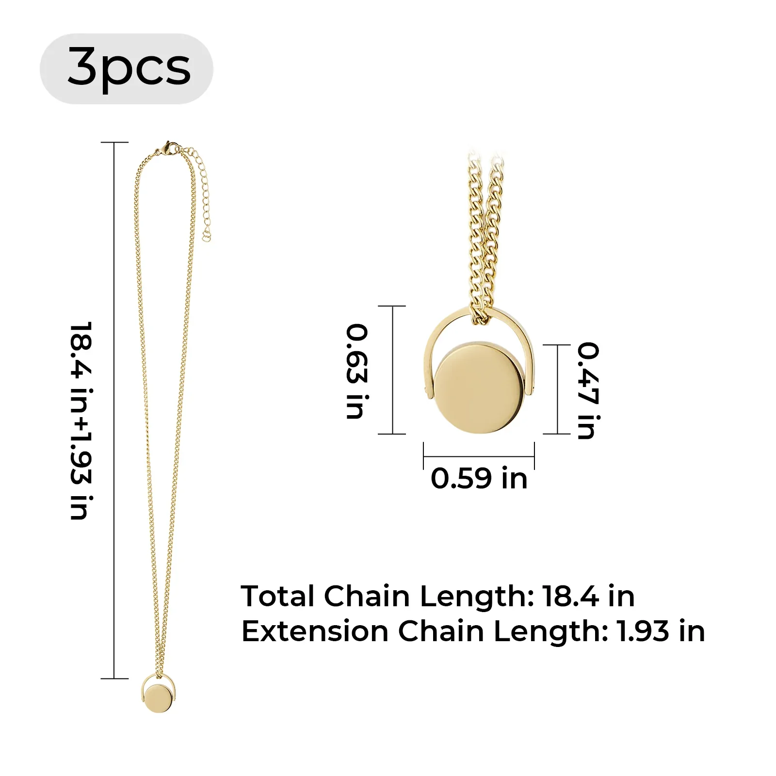 Collier rotatif en acier inoxydable (3 pcs) - Image 3