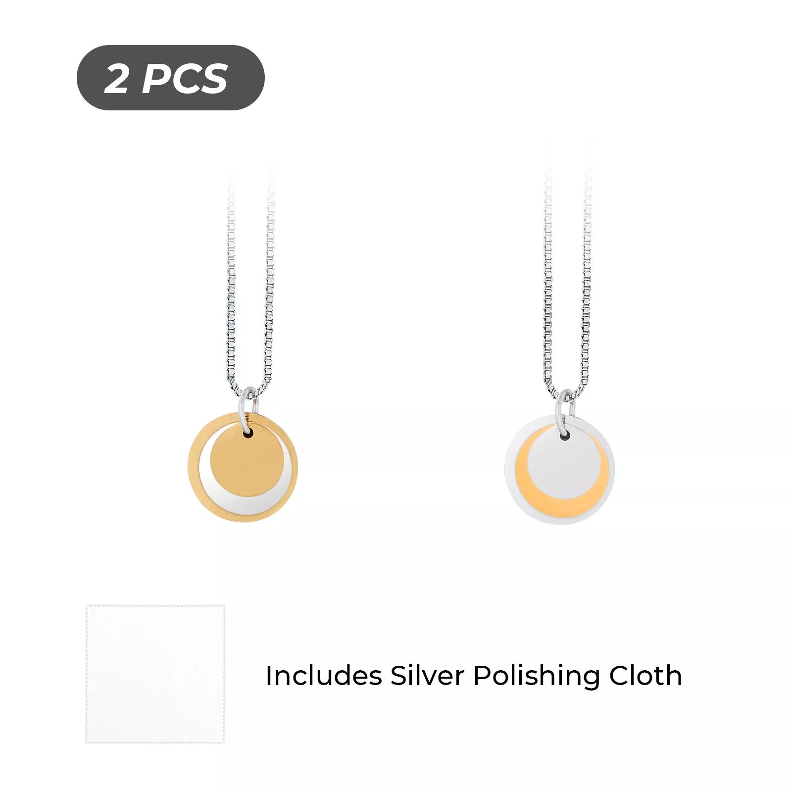 Ensemble de Colliers à Triple Pendentifs en Acier Inoxydable (2pcs) - Image 4