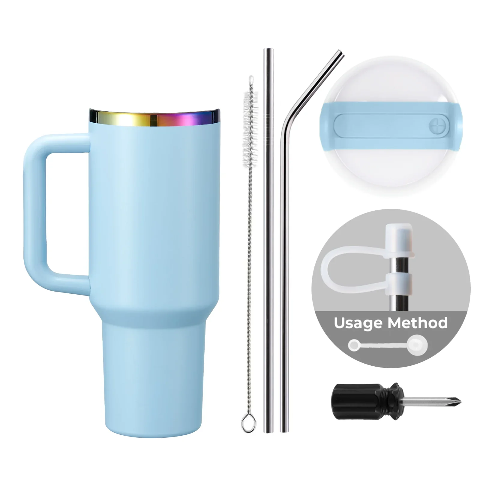 Gobelet en acier inoxydable de 40oz avec poignée amovible - Image 110