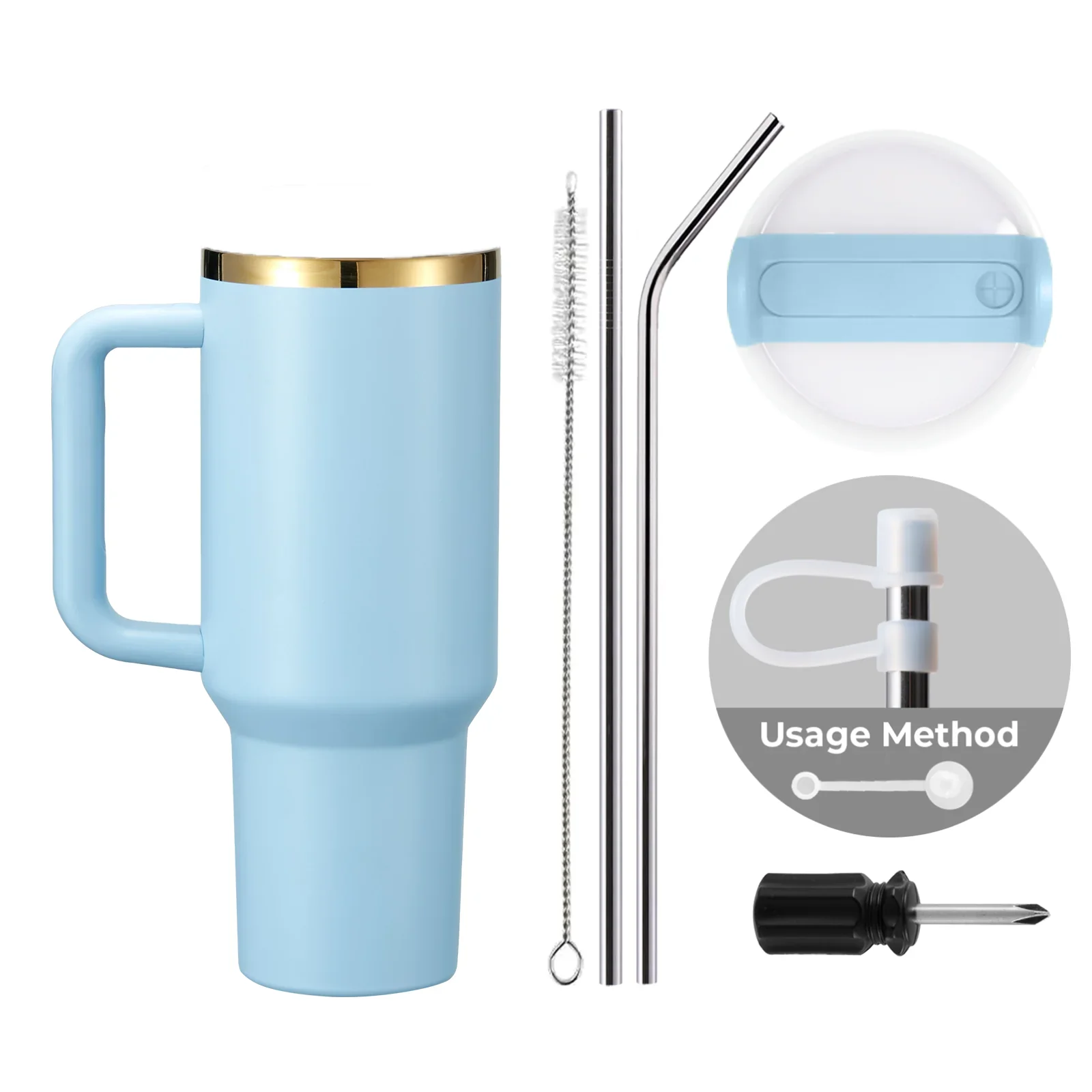 Gobelet en acier inoxydable de 40oz avec poignée amovible - Image 113