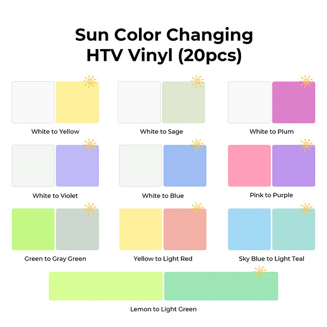 Vinyle Thermocollant Changeant de Couleur au Soleil (20pcs) – compatible avec les lasers - Image 5