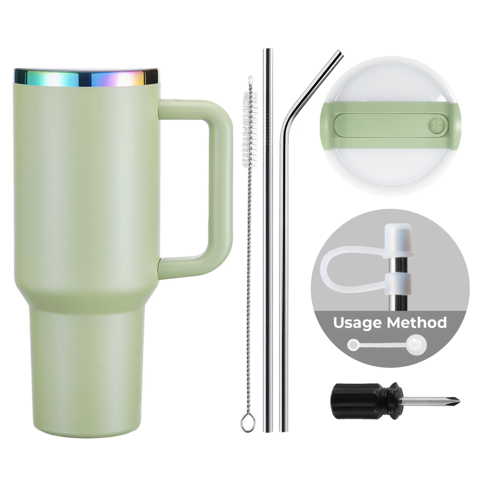 Tumbler en acier inoxydable Army Green à irisé avec poignée amovible (1,18 L) - Image 3