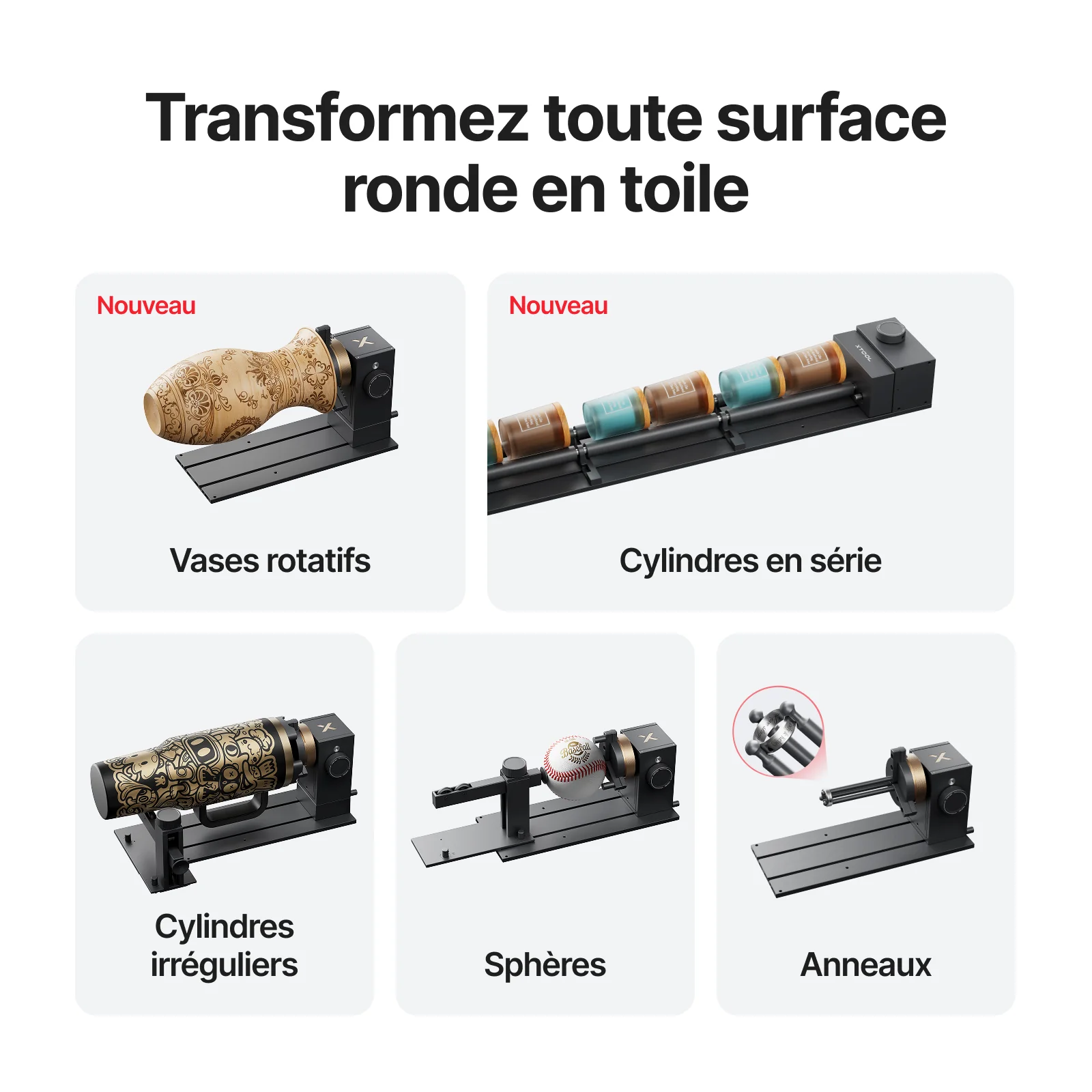 xTool RA3 / RA3 Lite : Gravure rotative intelligente pour bagues, gobelets et ornements - Image 4