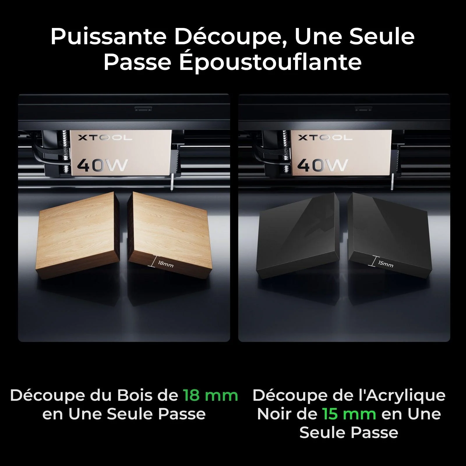 xTool S1 40W Kit Laser + IR 1064 nm: Graveur et découpeur laser à diode fermé - Image 11