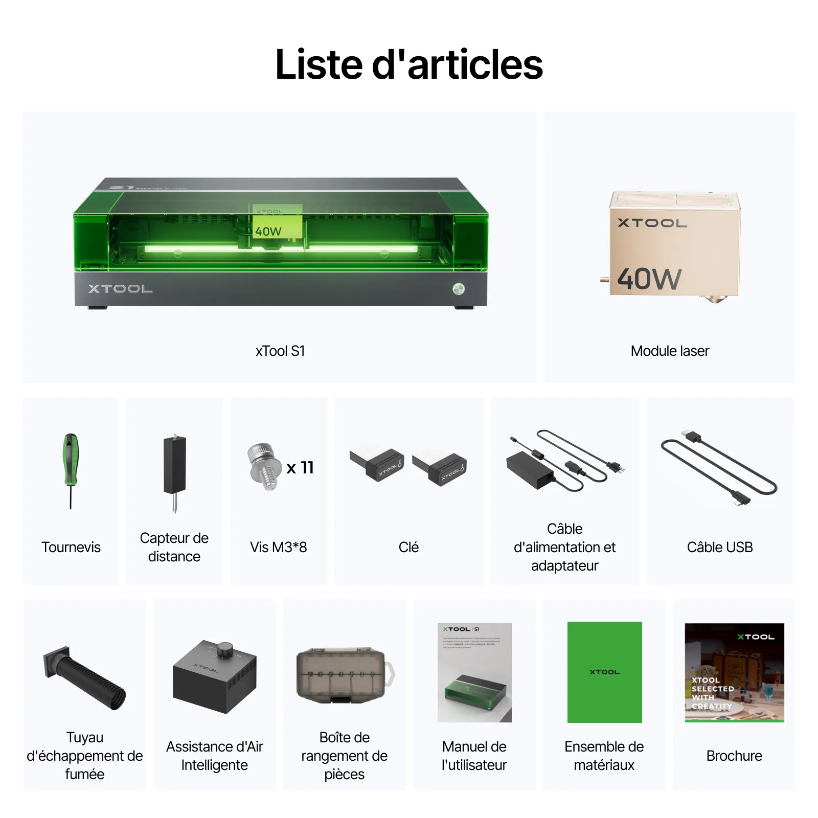 xTool S1 40W Kit Laser + IR 1064 nm: Graveur et découpeur laser à diode fermé - Image 15