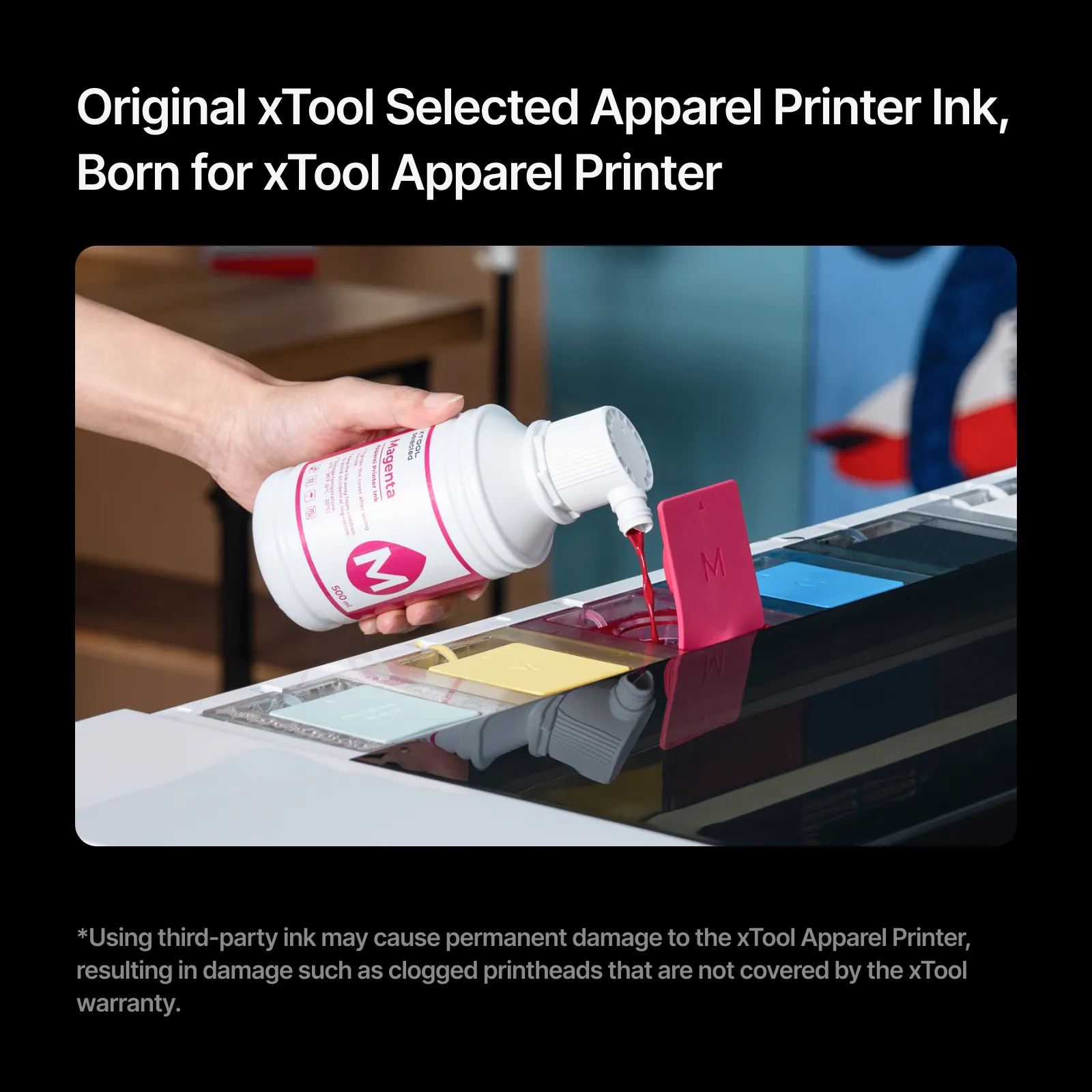 xTool Selected Apparel Printer Encre magenta (500 ml) - Image 5